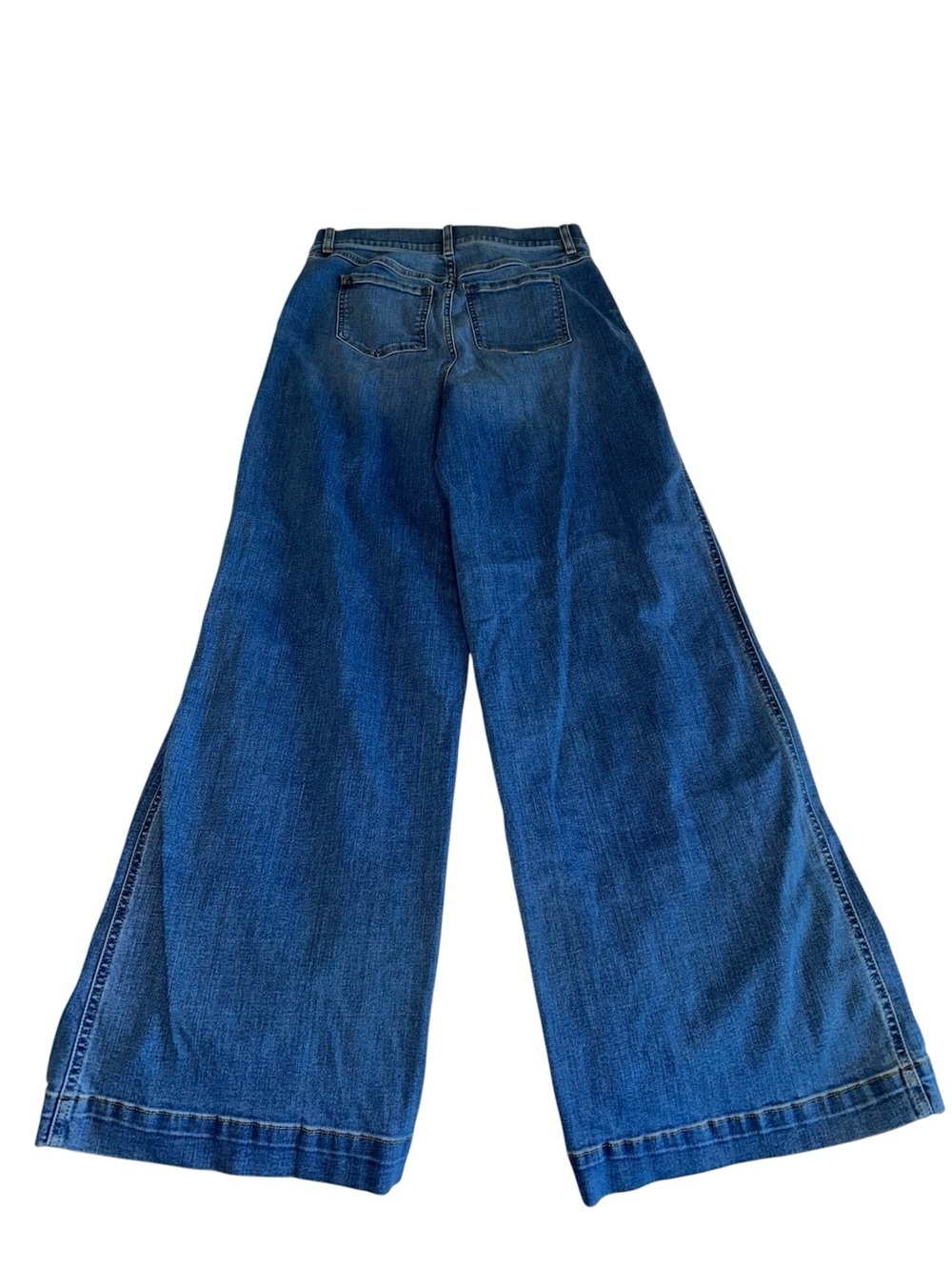 SPANX Wide-Leg, Front Seam, High-Rise Jeans in Medium Blue - Picture 3 of 10